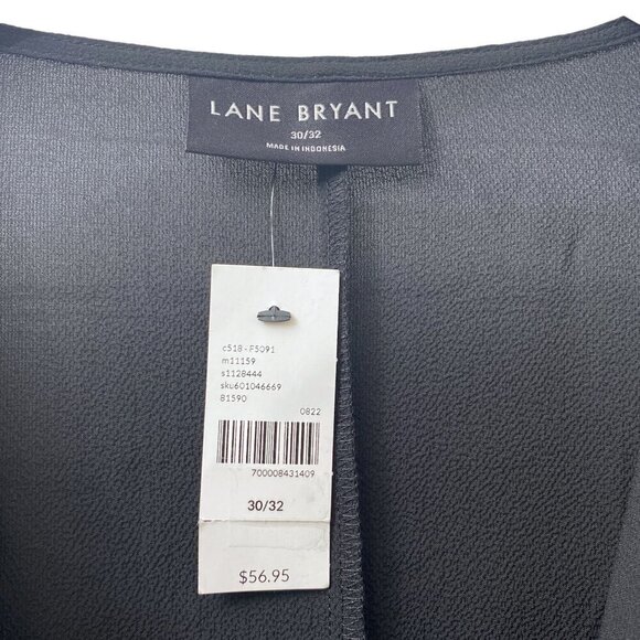 LANE BRYANT Top Plus Size 30/32 Black Crisscross Blouse Cropped Elastic Hem NWT - Picture 8 of 11